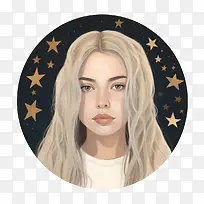 时尚女孩-时尚女孩卡通女孩金发星星眼睛