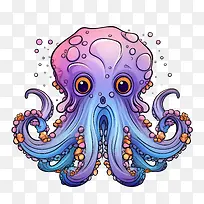 章鱼-章鱼可爱异想天开的卡通章鱼