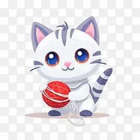 猫玩毛线球-猫玩毛线球猫小猫可爱俏皮