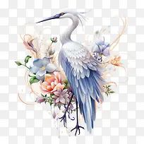 鹤花-鹤花鸟白鹭蓝鸟花