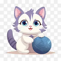 猫玩毛线球-猫玩毛线球猫小猫可爱可爱