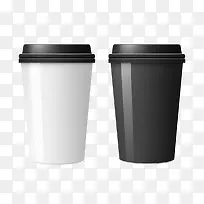 纸咖啡杯-纸咖啡杯杯子黑白外卖容器塑料