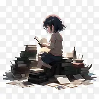 看书——看书读书爱好者日书女孩读书