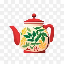 茶壶-茶壶茶壶茶壶红色花卉