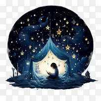 全球睡眠星空夜-全球睡眠星空夜星空夜女孩读书帐篷天空
