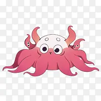 章鱼-章鱼粉红色章鱼卡通章鱼海洋生物海底世界