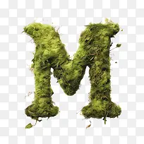 字母M-字母M苔藓绿色自然有机