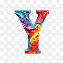 字母y-字母y水彩彩色流体飞溅