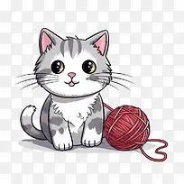 猫玩毛线球-猫玩毛线球猫小猫毛线球编织