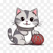 猫玩毛线球-猫玩毛线球可爱的小猫猫编织