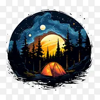 全球睡眠星空之夜-全球睡眠星空之夜露营帐篷之夜森林