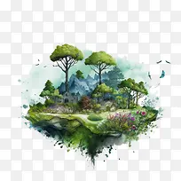 世界自然保护日-世界自然保护日森林树木水岩石