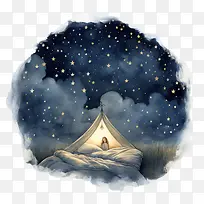 全球睡眠在星空下的夜晚-全球睡眠在星空下的夜晚帐篷露营夜空星星