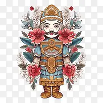 圣诞胡桃夹子-花卉装饰