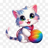 猫玩毛线球-猫玩毛线球猫小猫可爱可爱