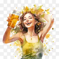 啤酒爱好者日-绿色背景