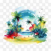 国家海滩日-棕榈树