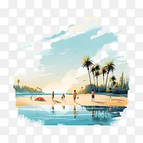 国家海滩日-棕榈树