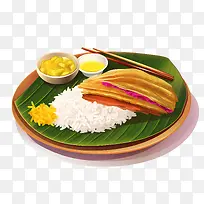 OnamSadya食物-绿叶