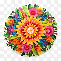 onam花卉rangoli-onam花卉rangoli花卉多彩圆形装饰