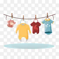 挂衣服——挂衣服婴儿衣服挂在晾衣绳上挂在晾衣绳上挂在晾衣绳上
