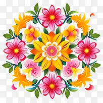 onam花卉rangoli-onam花卉rangoli多彩花曼达尔图案