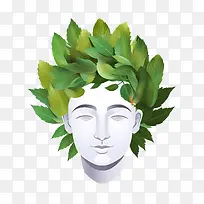 抽象脸-抽象脸人头叶绿