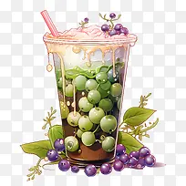 抹茶珍珠奶茶-草莓