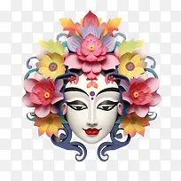 抽象脸-抽象面膜花脸剪纸