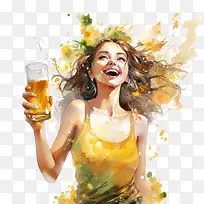 啤酒爱好者日-啤酒爱好者日女人啤酒啤酒杯喝