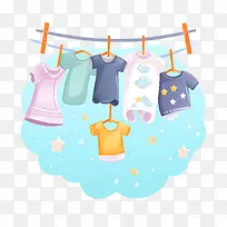 挂衣服——挂衣服婴儿衣服挂在晾衣绳上的衣服挂在晾衣绳上洗