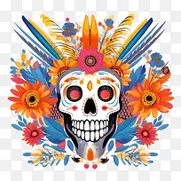 亡灵节-亡灵节亡灵节骷髅花的颜色