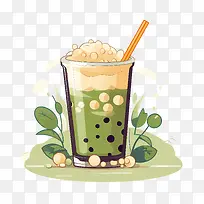 抹茶珍珠奶茶-珍珠奶茶
