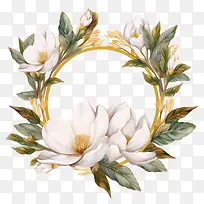 玉兰花环-玉兰花环花束白花花环叶子