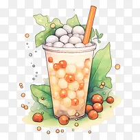 珍珠奶茶-草莓