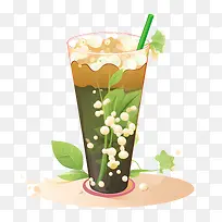 抹茶泡茶-白色背景