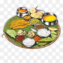 OnamSadya食物-香蕉叶