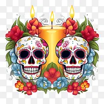 亡灵节-亡灵节亡灵节蜡烛头骨蜡烛