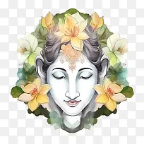 抽象的脸-抽象的脸佛冥想和平的精神