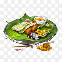 OnamSadya食物-香蕉叶