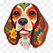 亡灵节-亡灵节亡灵节狗头骨狗比格犬
