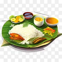 OnamSadya食物-香蕉叶