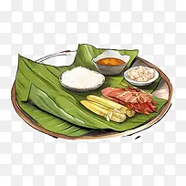 OnamSadya食物-香蕉叶