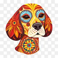 亡灵节-亡灵节亡灵节狗头骨狗比格犬