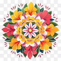 onam花卉rangoli-onam花卉rangoli曼达尔花卉多彩图案