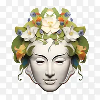 抽象脸-花卉装饰