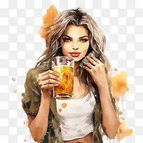 女人-女人啤酒喝酒精玻璃