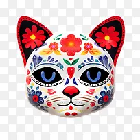 亡灵节-亡灵节亡灵节猫头骨猫画