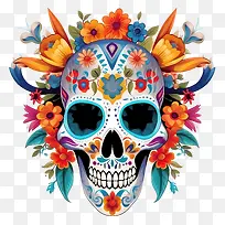 亡灵节-亡灵节亡灵节骷髅彩色糖头骨