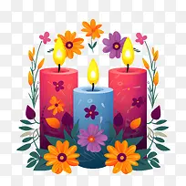 蜡烛-蜡烛亡灵节diadelosmuertos花卉蜡烛
